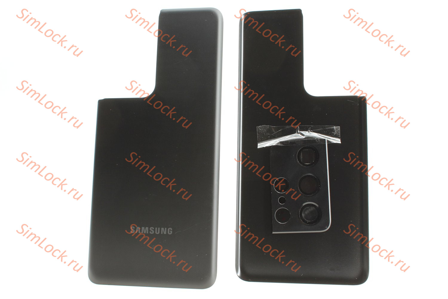 Задняя крышка Samsung SM-G998 Galaxy S21 Ultra со стеклом камеры, черный, К-1