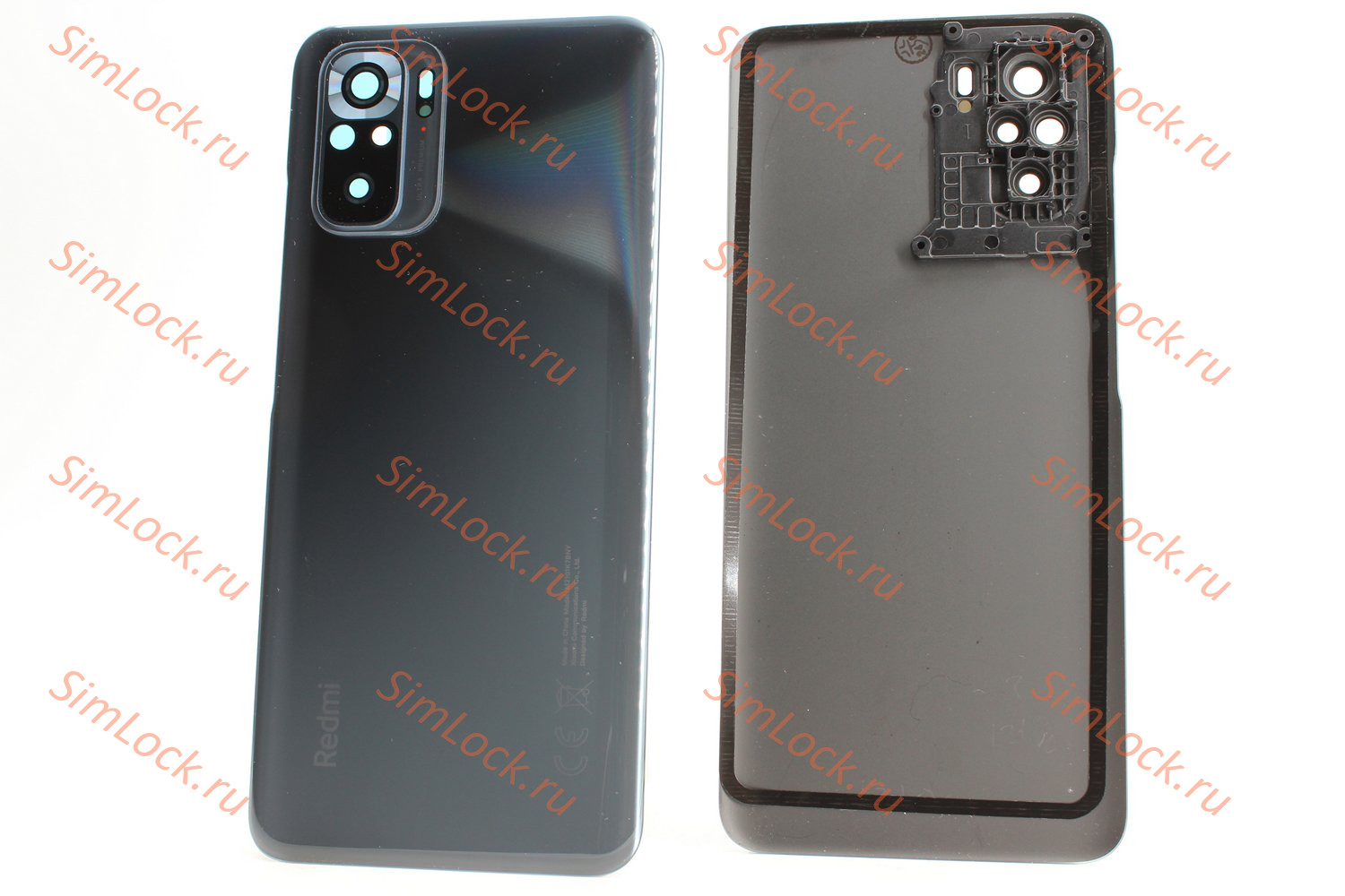 Задняя крышка Xiaomi Redmi Note 10, Note 10S, со стеклом камеры, серый, К-1 (M2101K7AG M2101K7BG)