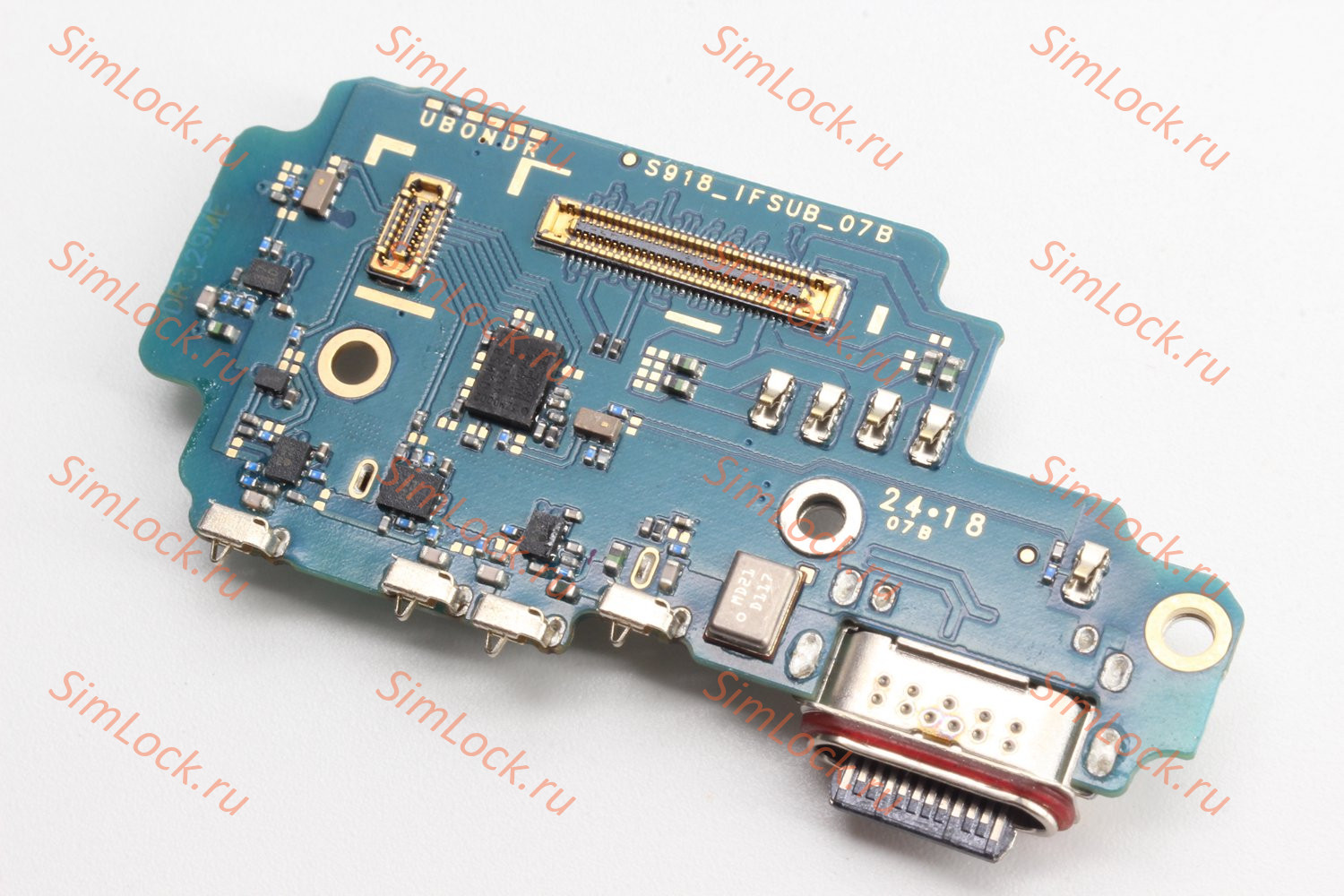 Нижняя плата (шлейф) Samsung S918B Galaxy S23 Ultra с разъемом зарядки и считывателем SIM, К-1