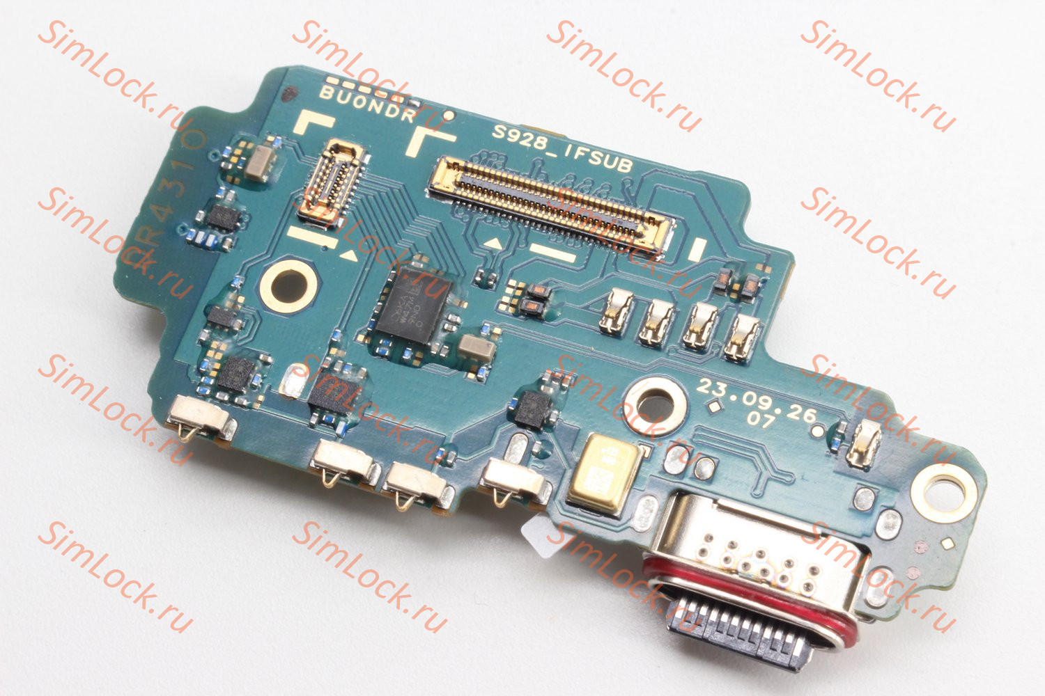 Нижняя плата (шлейф) Samsung S928B Galaxy S24 Ultra с разъемом зарядки и считывателем SIM, К-1