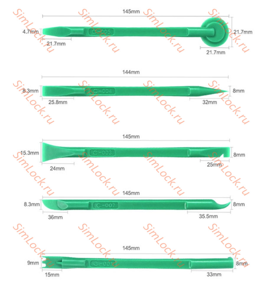 Набор из 10 пластиковых лопаток для вскрытия корпусов Relife RL-049C