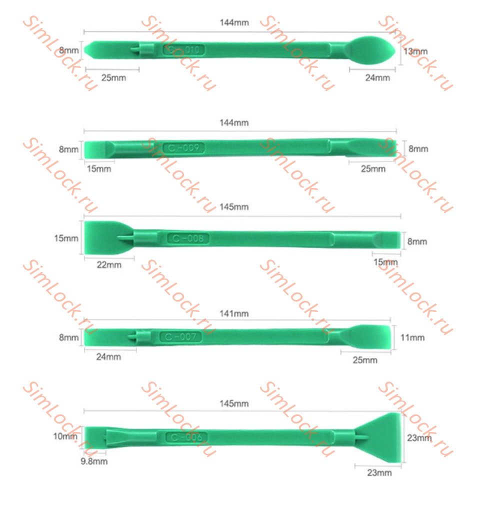 Набор из 10 пластиковых лопаток для вскрытия корпусов Relife RL-049C
