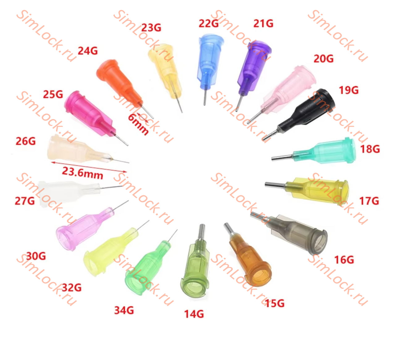 Тупая игла для шприца Luer Lock, 22G, длина трубки 6 мм