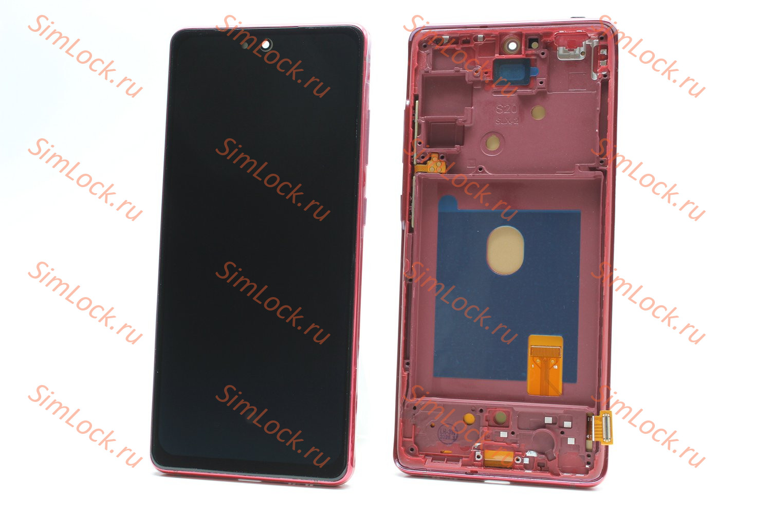 Дисплей Samsung G780F, G781B Galaxy S20 FE, S20 FE 5G, красный, в рамке, Full size OLED, К-1