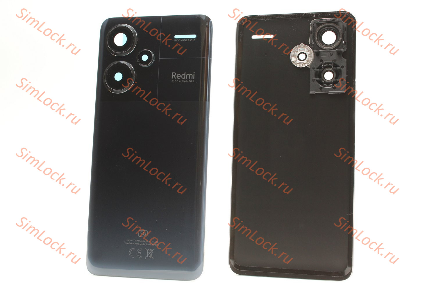 Задняя крышка Xiaomi Redmi Note 13 Pro+ Plus 5G со стеклом камеры, черный, К-1