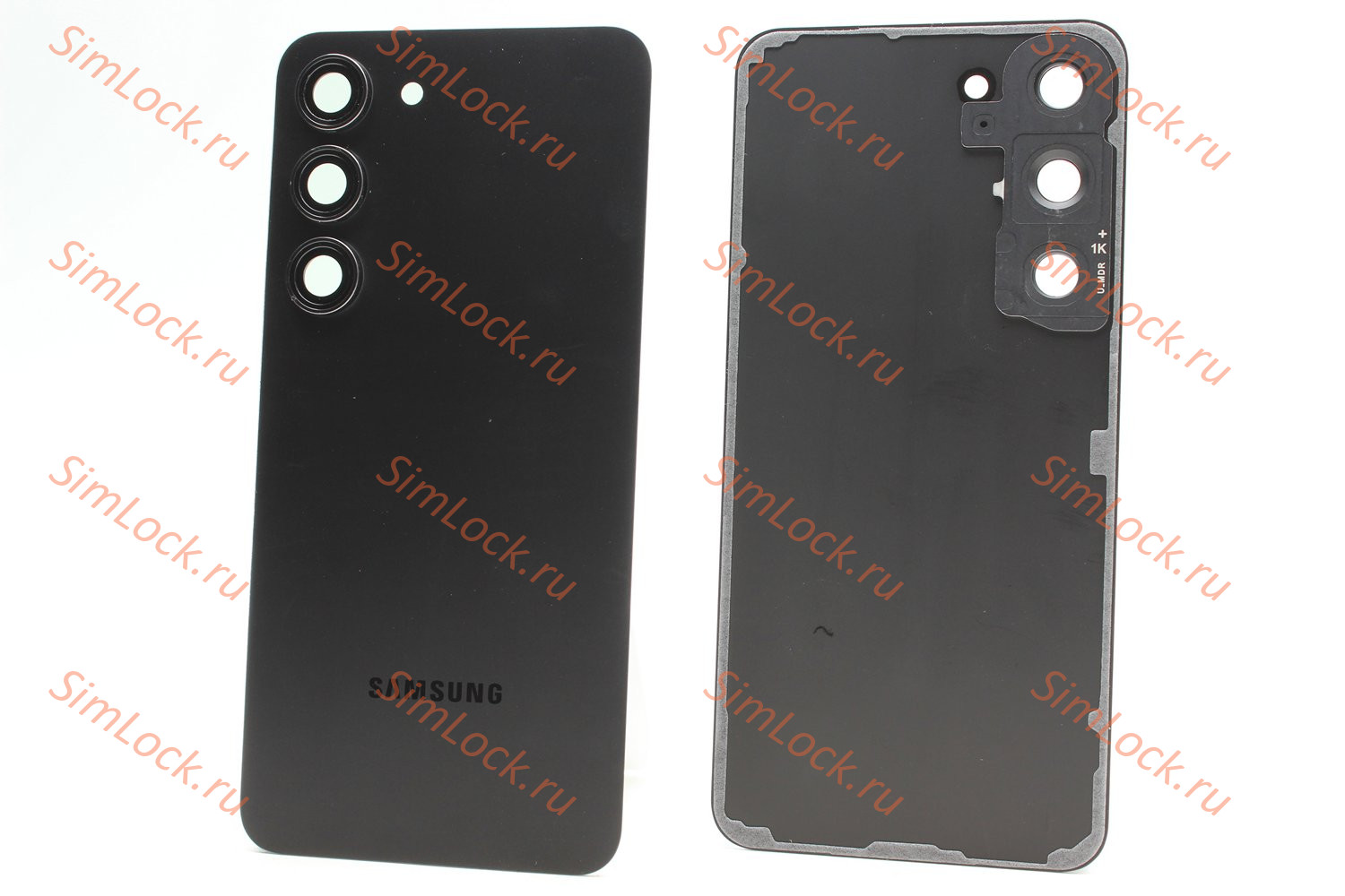 Задняя крышка Samsung S911 Galaxy S23 со стеклом камеры, черный, К-1