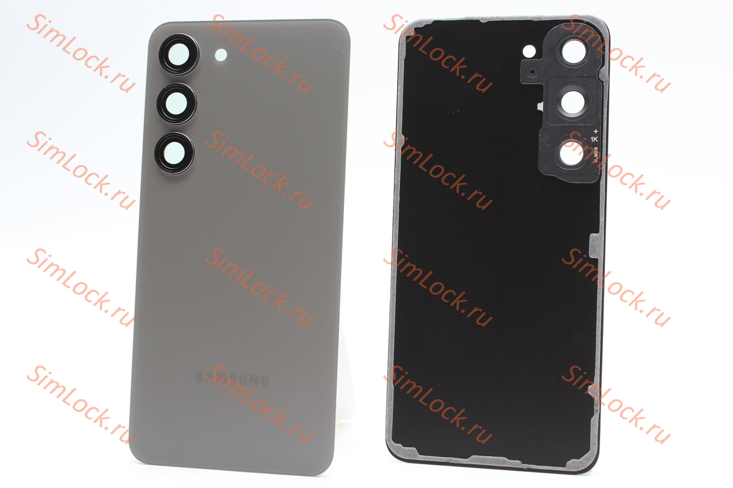 Задняя крышка Samsung S911 Galaxy S23 со стеклом камеры, серый, К-1