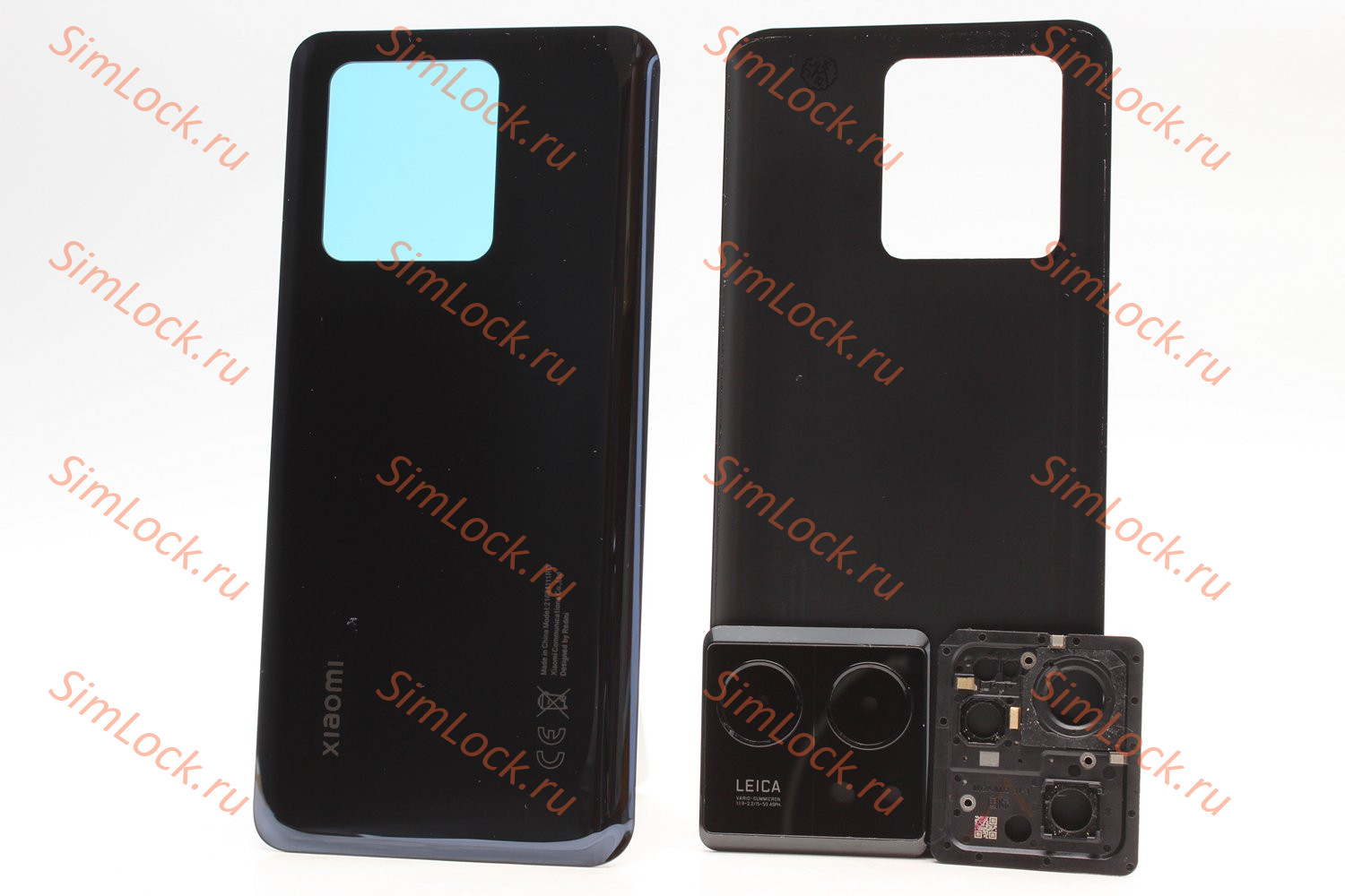 Задняя крышка Xiaomi 13T, 13T Pro со стеклом камеры, черный, К-1