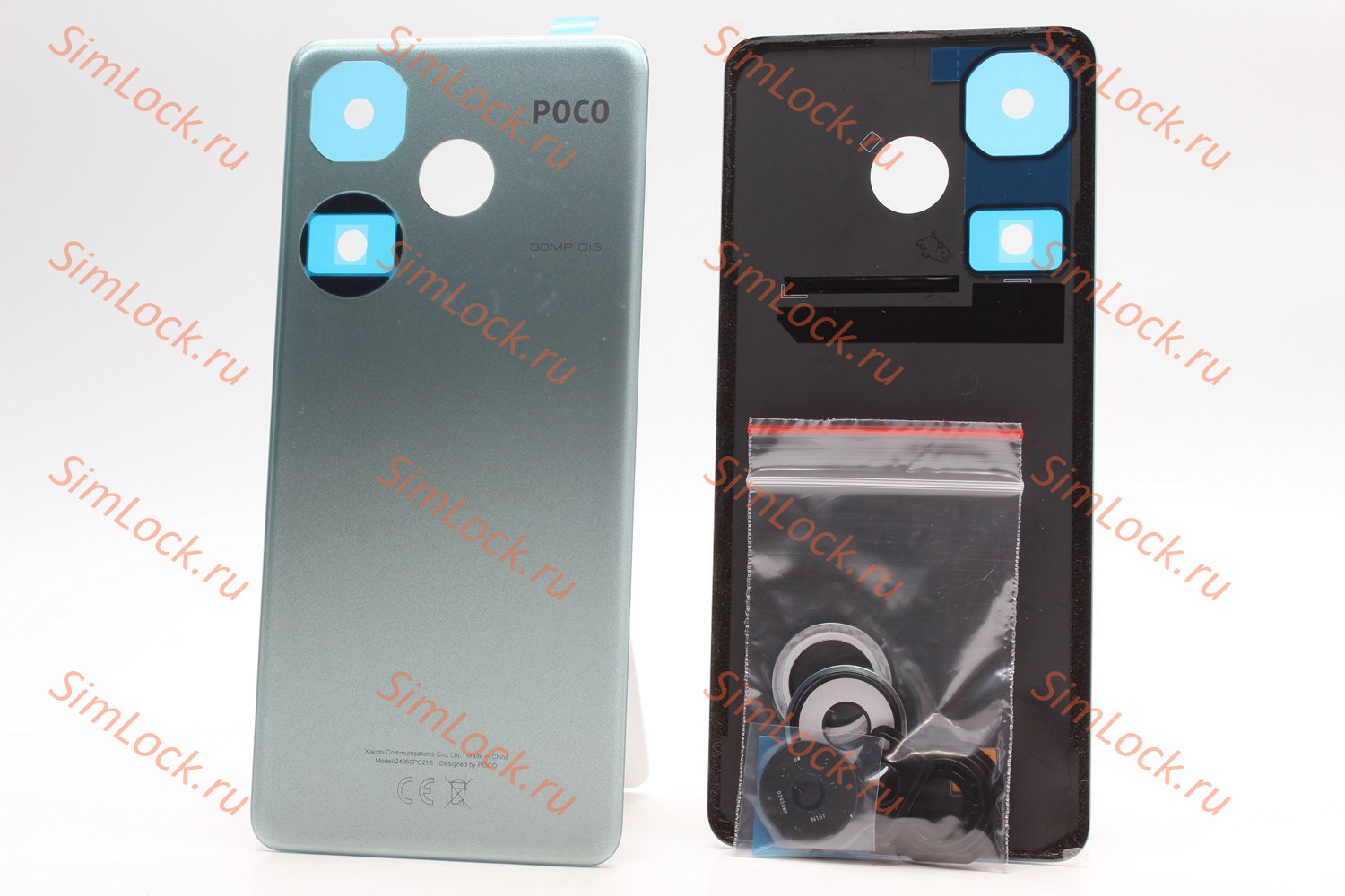 Задняя крышка Xiaomi Poco F6 со стеклом камеры, зеленый, К-1