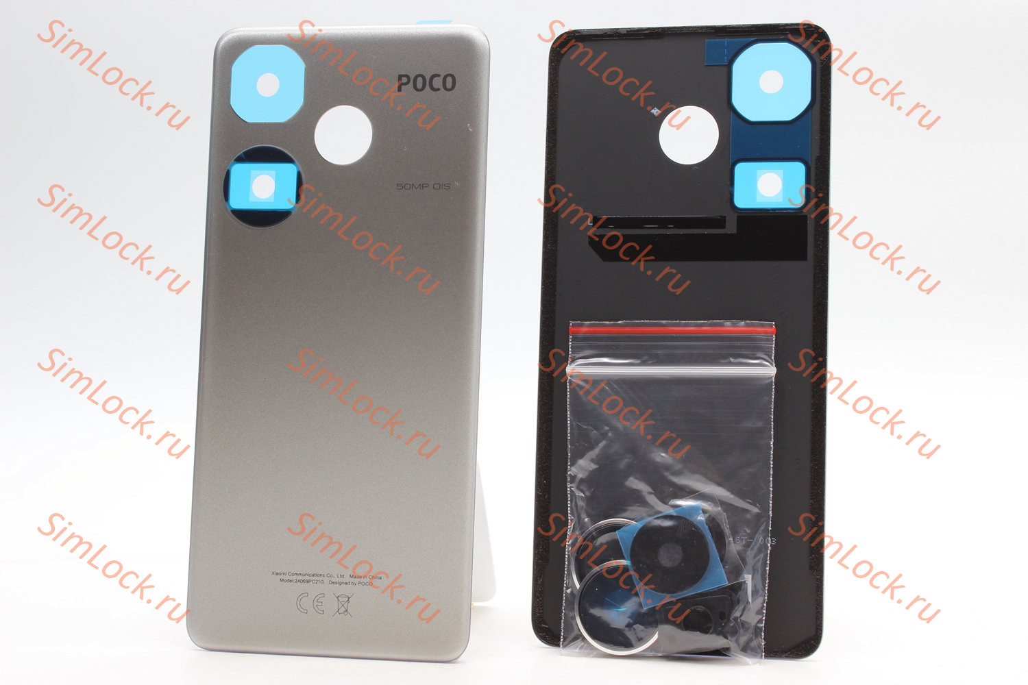 Задняя крышка Xiaomi Poco F6 со стеклом камеры, серый (титановый), К-1