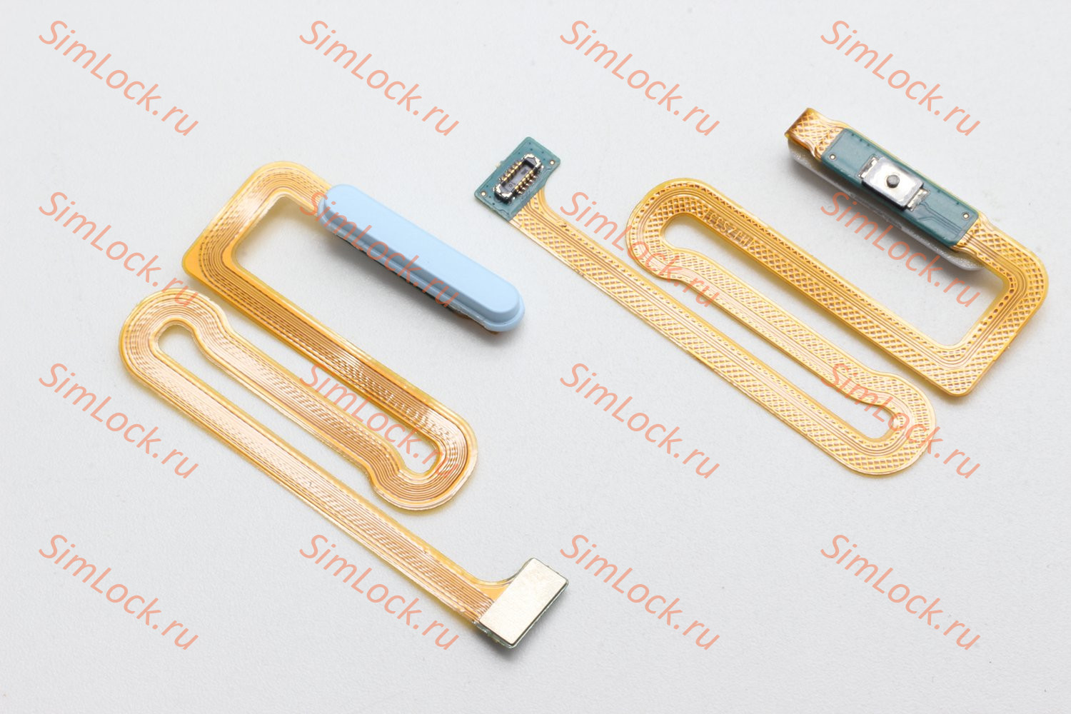 Шлейф Samsung A125, A127, A135, M127 Galaxy A12, A13, M12 кнопки включения и сканер отпечатка пальцев, голубой, К-1