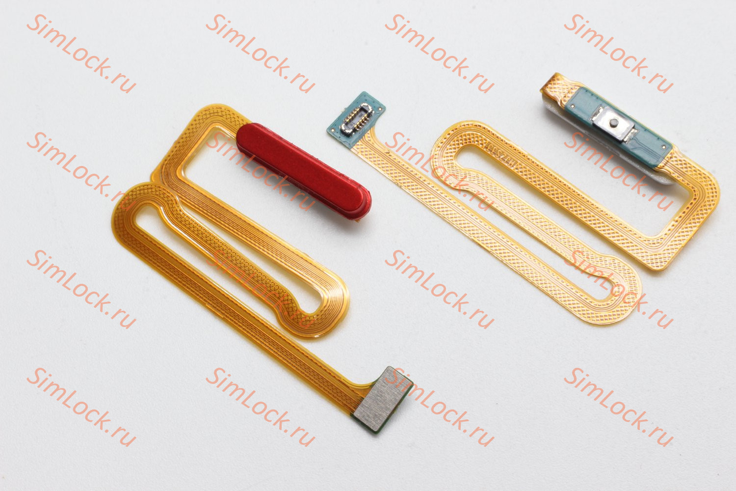 Шлейф Samsung A125, A127, A135, M127 Galaxy A12, A13, M12 кнопки включения и сканер отпечатка пальцев, красный, К-1