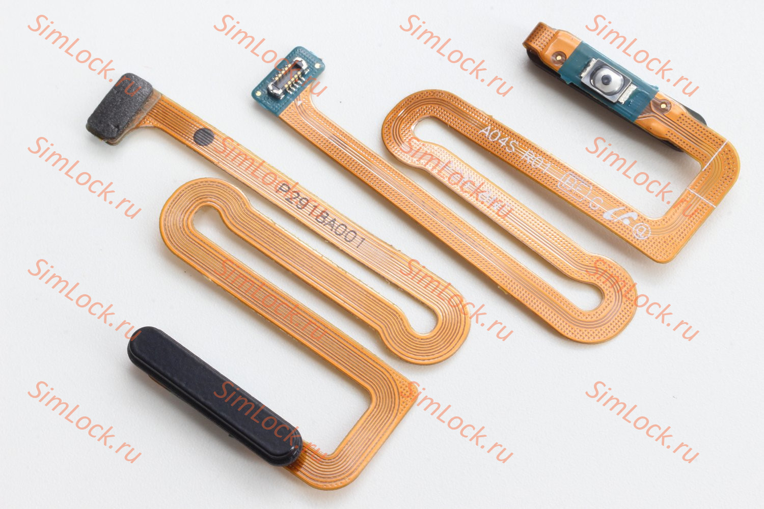 Шлейф Samsung A047 Galaxy A04s кнопки включения и сканер отпечатка, черный, К-1