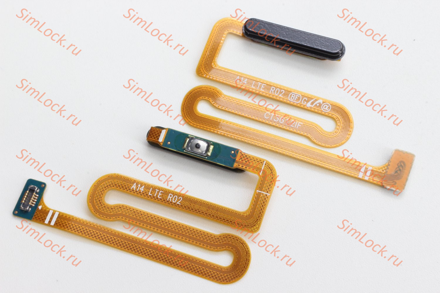 Шлейф Samsung A145F Galaxy A14 4G кнопки включения и сканер отпечатка, черный, К-1