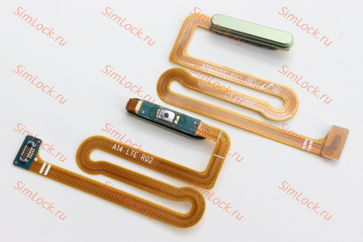 Шлейф Samsung A145F Galaxy A14 4G кнопки включения и сканер отпечатка, зеленый, К-1