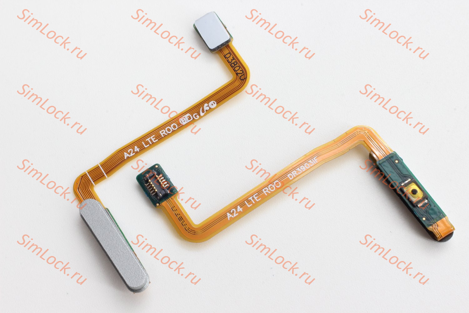 Шлейф Samsung A245 Galaxy A24 4G кнопки включения и сканер отпечатка пальцев, серебристый, К-1