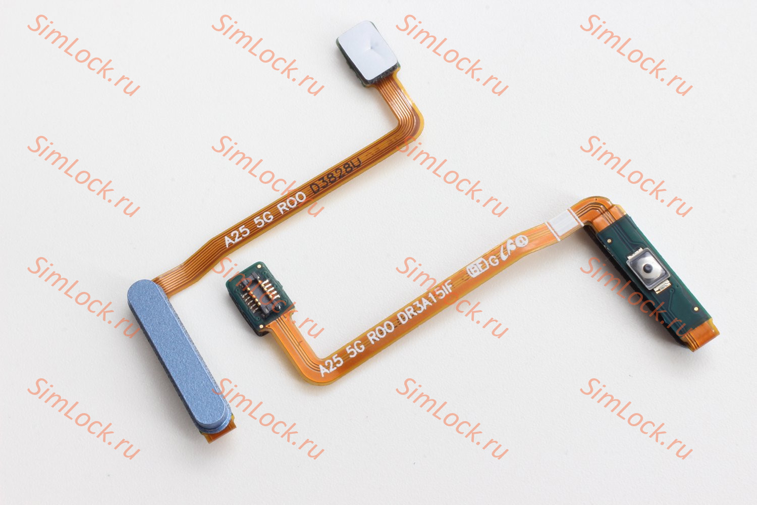 Шлейф Samsung A256 Galaxy A25 5G кнопки включения и сканер отпечатка пальцев, голубой, К-1