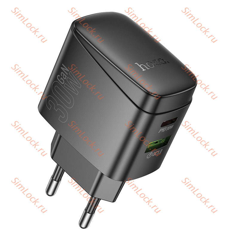 СЗУ HOCO CS61A, 3A, черный, USB QC3.0 и Type-C PD30W