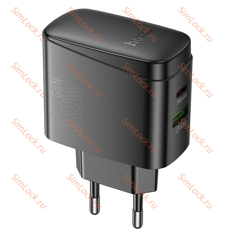 СЗУ HOCO CS63A, 3A, черный, USB QC3.0 и Type-C PD65W