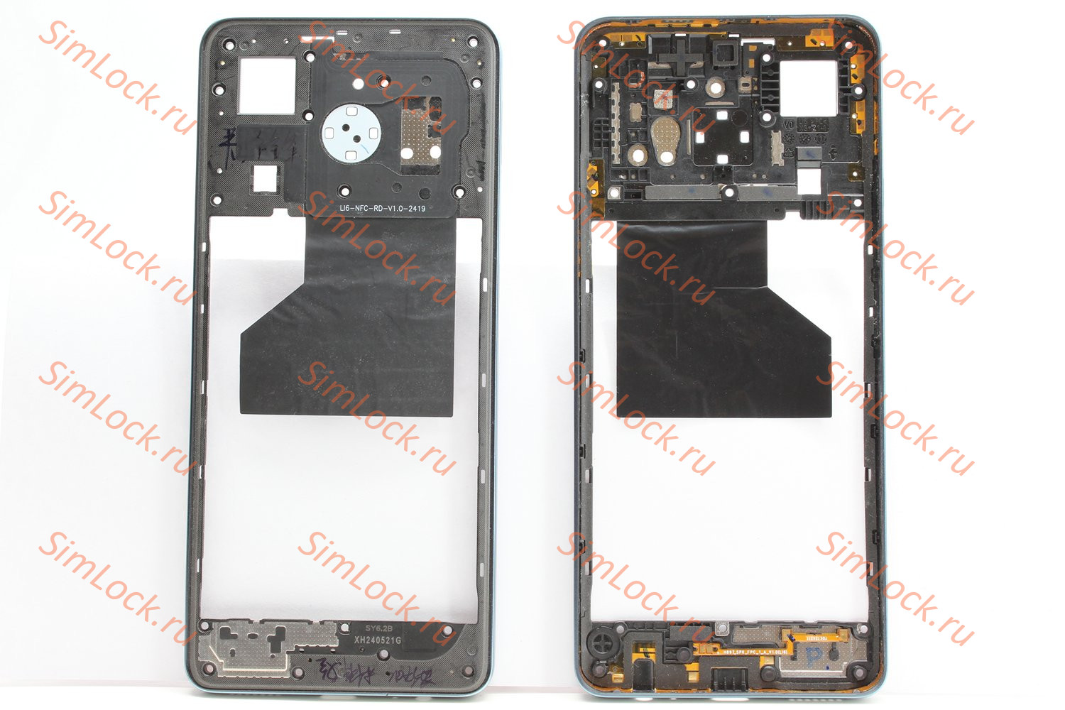 Средняя часть корпуса Tecno Pova 6 Neo 4G (LI6), серебристый, оригинал, с разбора