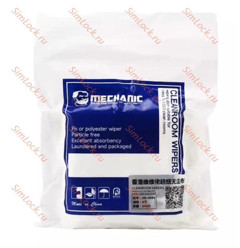 Салфетки для чистки дисплеев Mechanic HK4090, 10x10 см, антистатические, безворсовые, 100 шт.