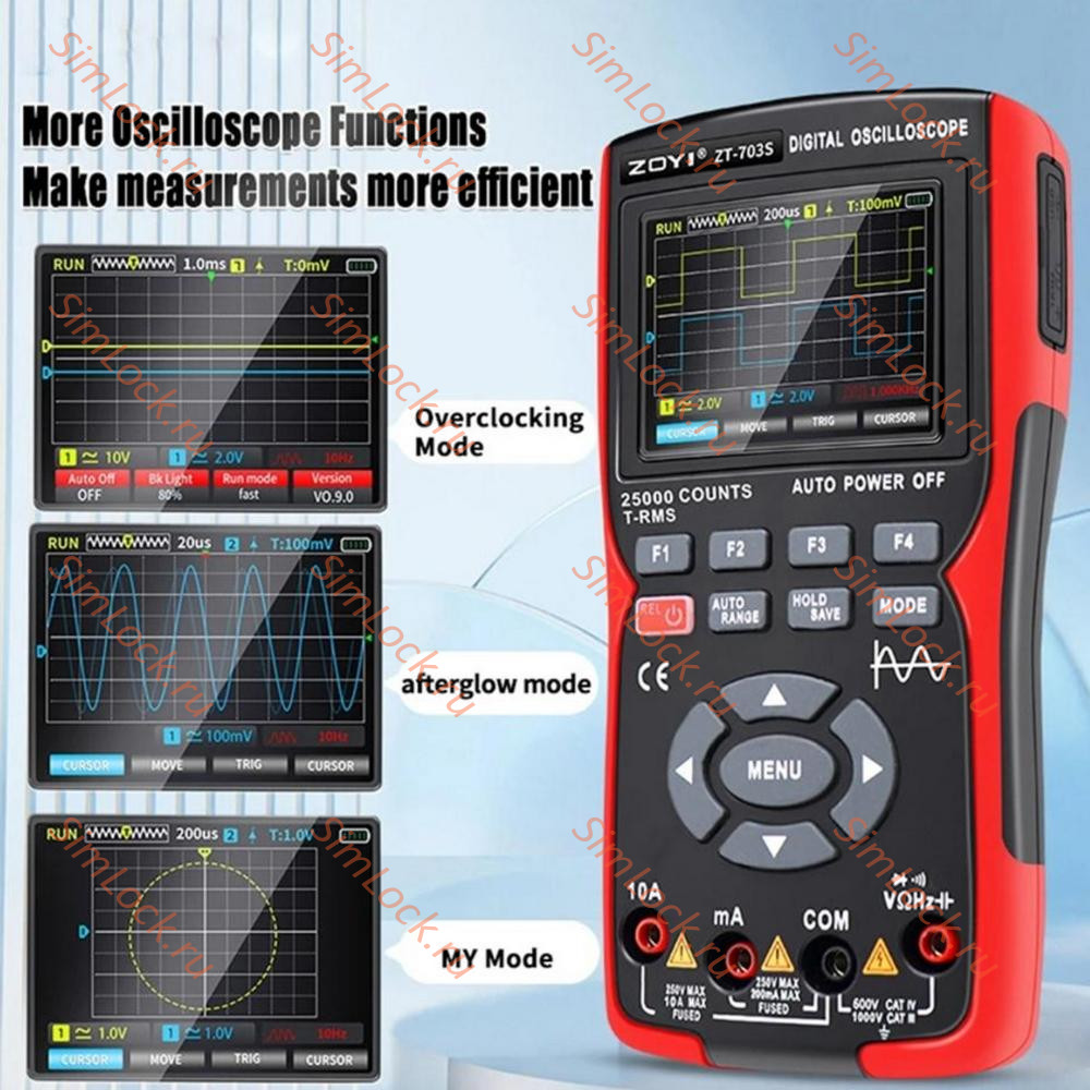 Мультиметр ZOTEK ZT703S, с встроенным двухканальным осцилографом, 50МГц x 2, 250 мс
