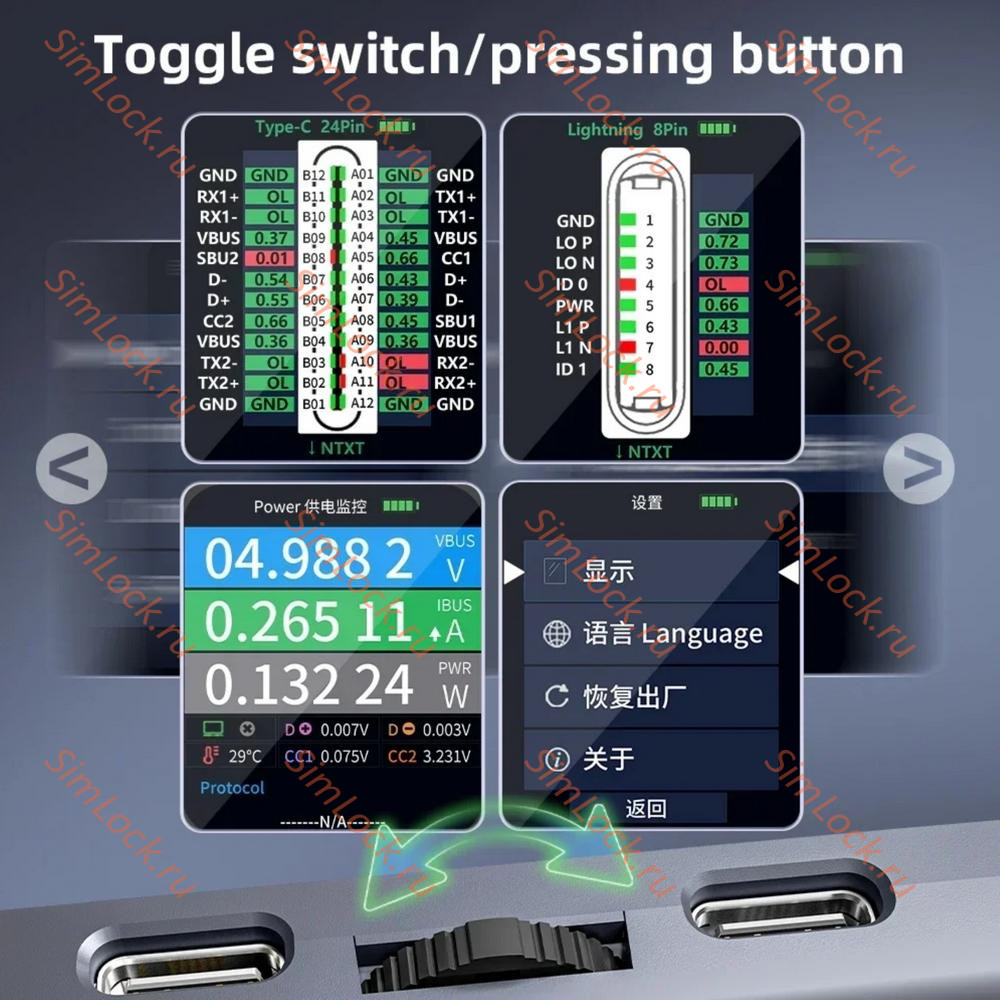 Тестер Qianli iBridge A3 для проверки разъемов Type-C и Lightning без разбора телефона
