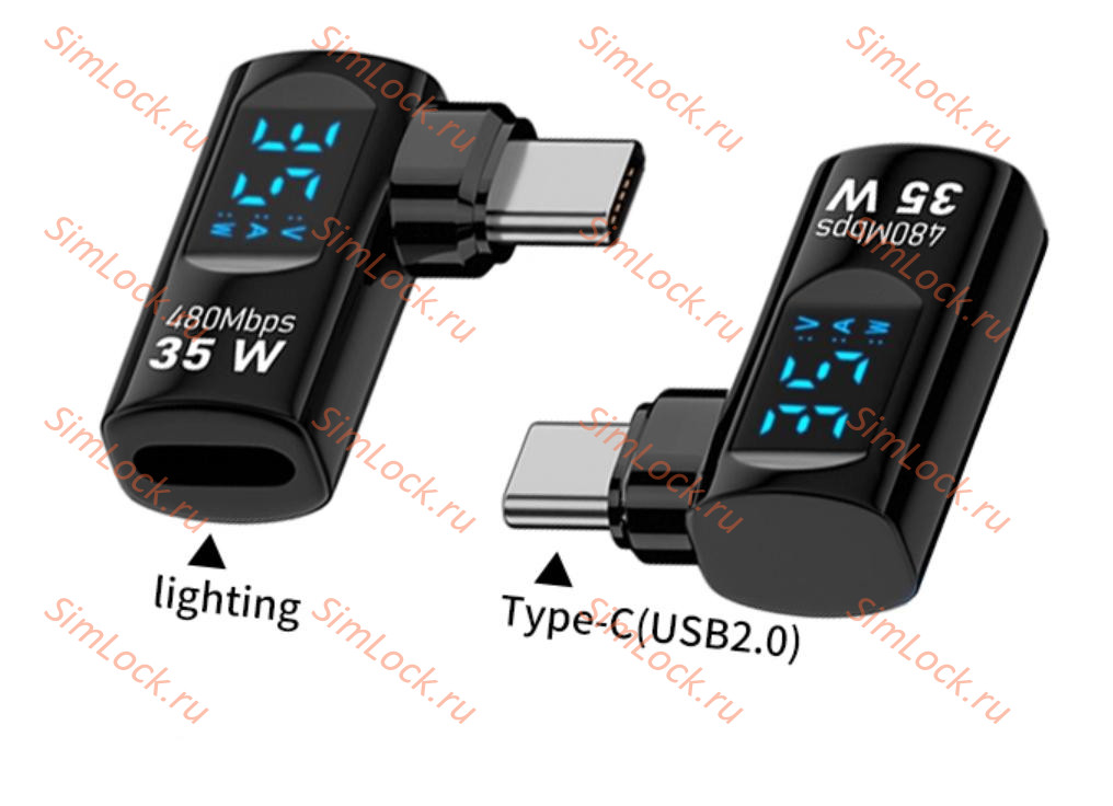 Мини тестер Г-образный Type-C папа - Lightning мама, 35W