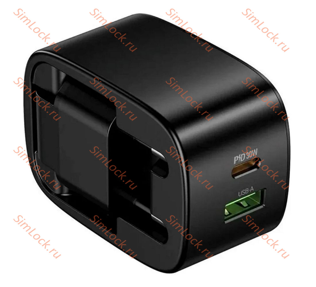 СЗУ HOCO CS102A, 3A, черный, USB и Type-C, PD30W, QC3.0
