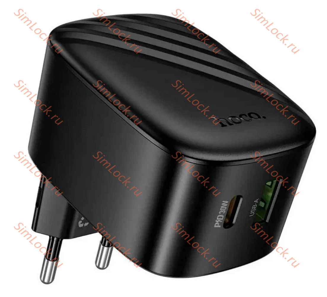 СЗУ HOCO CS102A, 3A, черный, USB и Type-C, PD30W, QC3.0