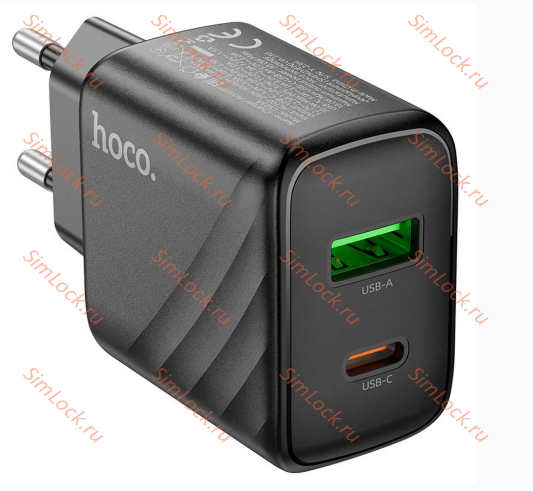 СЗУ HOCO CS23A, 3A, черный, USB и Type-C, PD30W, QC3.0