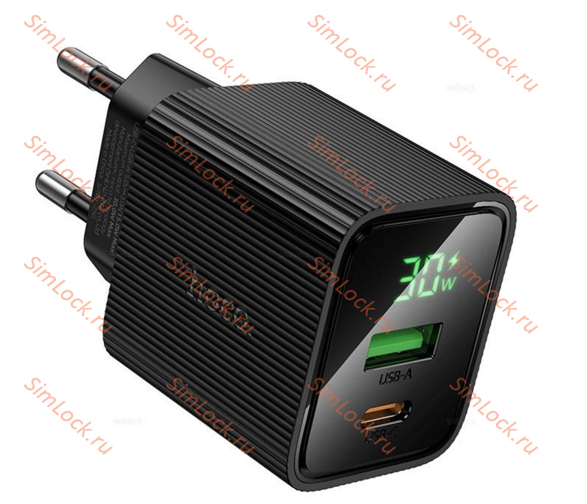 СЗУ HOCO CS84A, 3A, черный, USB и Type-C, PD30W, QC3.0