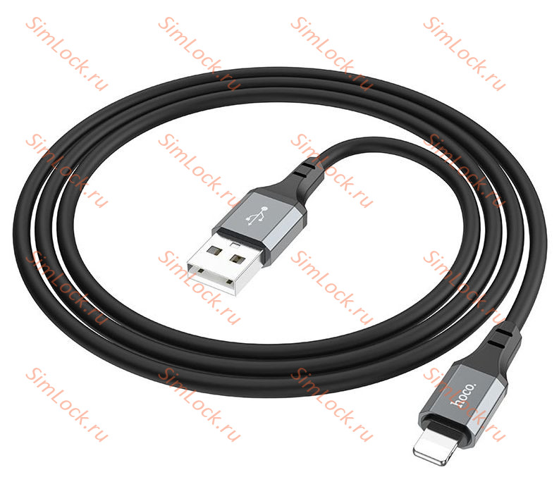 Кабель USB - Lightning HOCO X86, 2.4А, силиконовый, 100см, черный