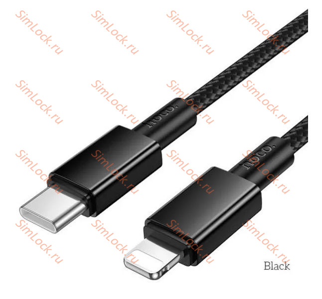 Кабель Type-C - Lightning HOCO X119, PD 27W 3А, тканевая оплетка, 100см, черный