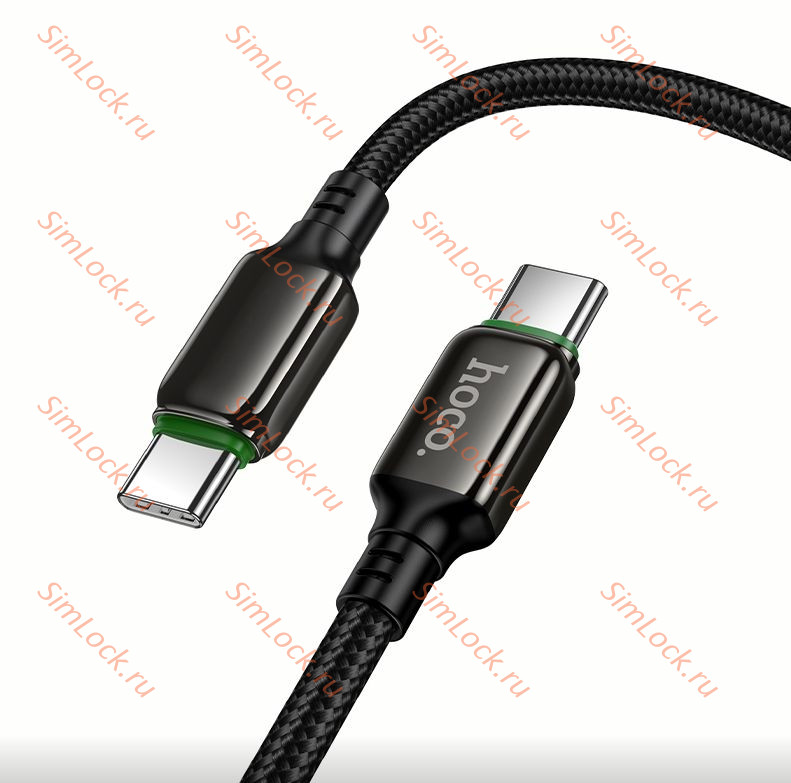 Кабель Type-C - Type-C HOCO X127, 3A, 60W, тканевая оплетка, 100см, черный