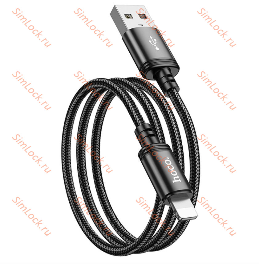 Кабель USB - Lightning HOCO X89, 2.4А, тканевая оплетка, 100см, черный
