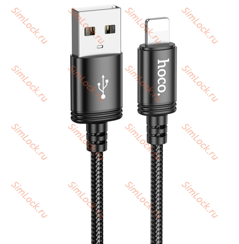 Кабель USB - Lightning HOCO X89, 2.4А, тканевая оплетка, 100см, черный