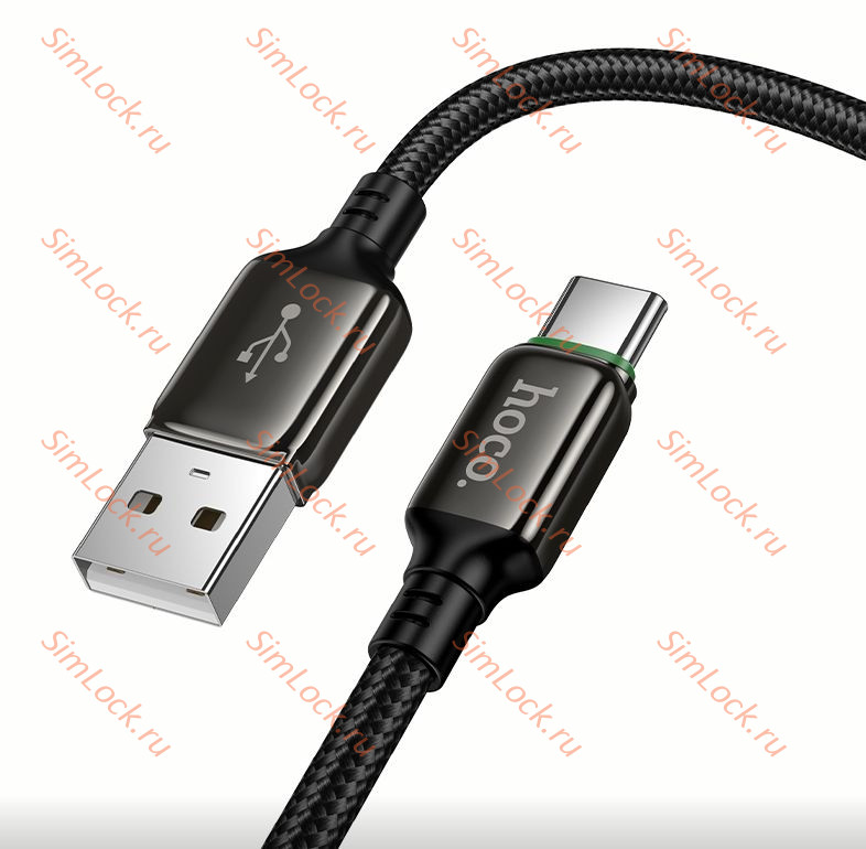 Кабель USB - Type-C HOCO X127, тканевая оплетка, 3A, 100см, черный