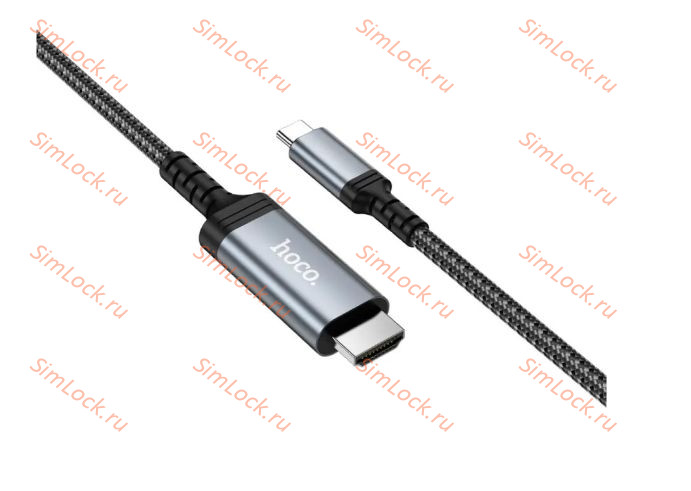 Кабель-адаптер дублирования экрана HOCO UA43, Type-C - HDMI, тканевая оплетка, 180 см, серый