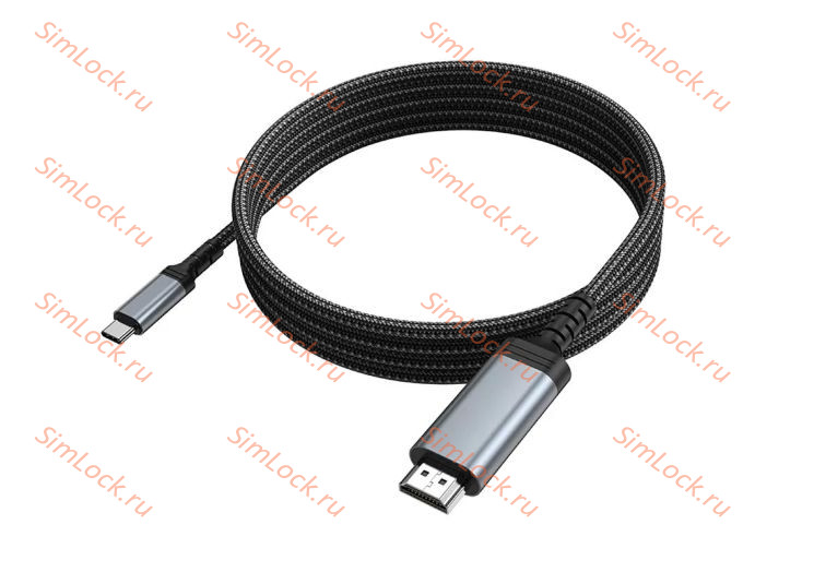 Кабель-адаптер дублирования экрана HOCO UA43, Type-C - HDMI, тканевая оплетка, 180 см, серый