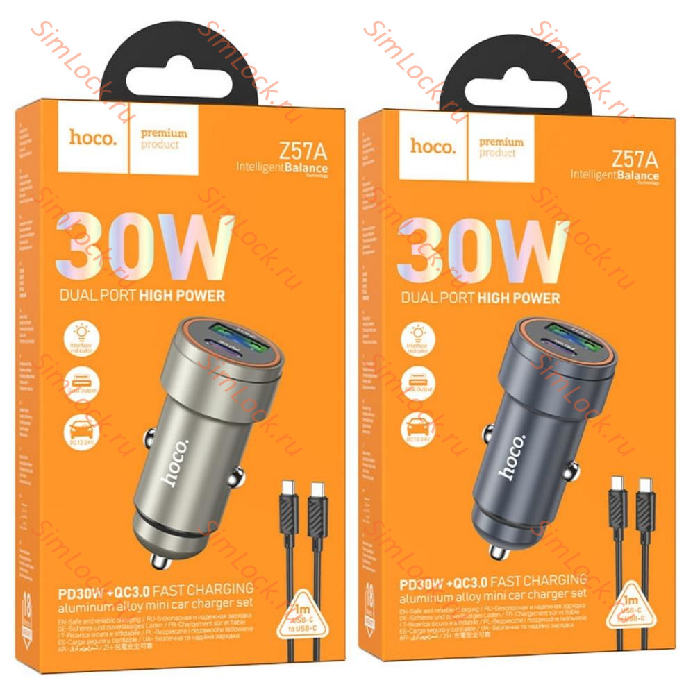 АЗУ Hoco Z57A, USB 20W + TypeC PD30W, QC3.0, FCP, AFC, PD, черный