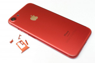 Корпус iPhone 7, красный, c кнопками и держателем SIM, К-1