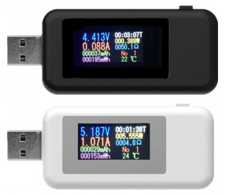 USB тестер KWS-MX18, цветной TFT дисплей, 4-30V, 0-5,1A, черный