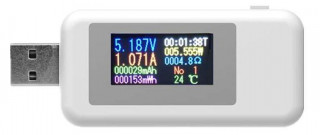 USB тестер KWS-MX18, цветной TFT дисплей, 4-30V, 0-5,1A, белый