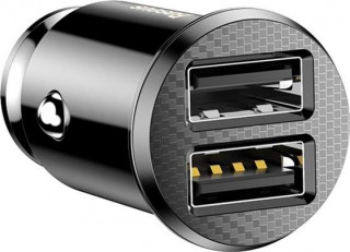 АЗУ Baseus Grain Car Charger, Dual USB 5V 3.1A, черный, CCALL-ML01