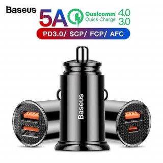 АЗУ Baseus Circular Plastic A+C 30W PPS Car Charger, PD3.0, QC4.0+, SCP, FCP, AFC, черный, CCALL-YS01