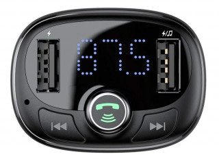 АЗУ с FM трансмиттером Baseus T typed Bluetooth MP3 charger, черный, CCALL-TM01