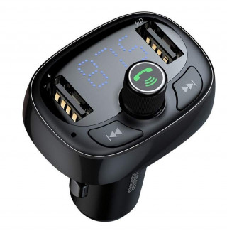 АЗУ с FM трансмиттером Baseus T typed Bluetooth MP3 charger, черный, CCALL-TM01