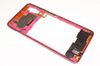 Средняя часть корпуса с антеннами и кнопкой включения со сканером отпечатка Samsung A750F Galaxy A7 (2018), розовый, оригинал