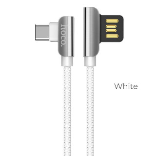 Кабель USB - Type-C HOCO U42 exquisite steel, 2.4А, 120см, белый, двусторонний USB